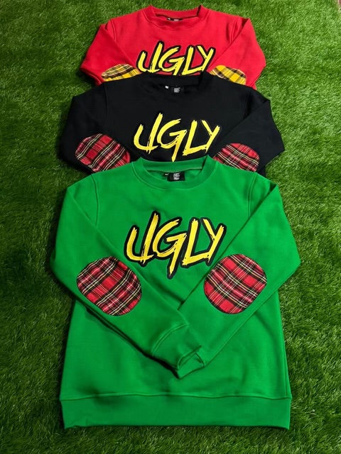 Red Green and Black Ugly Christmas Sweater with unique holiday patterns - DO IT UGLY"